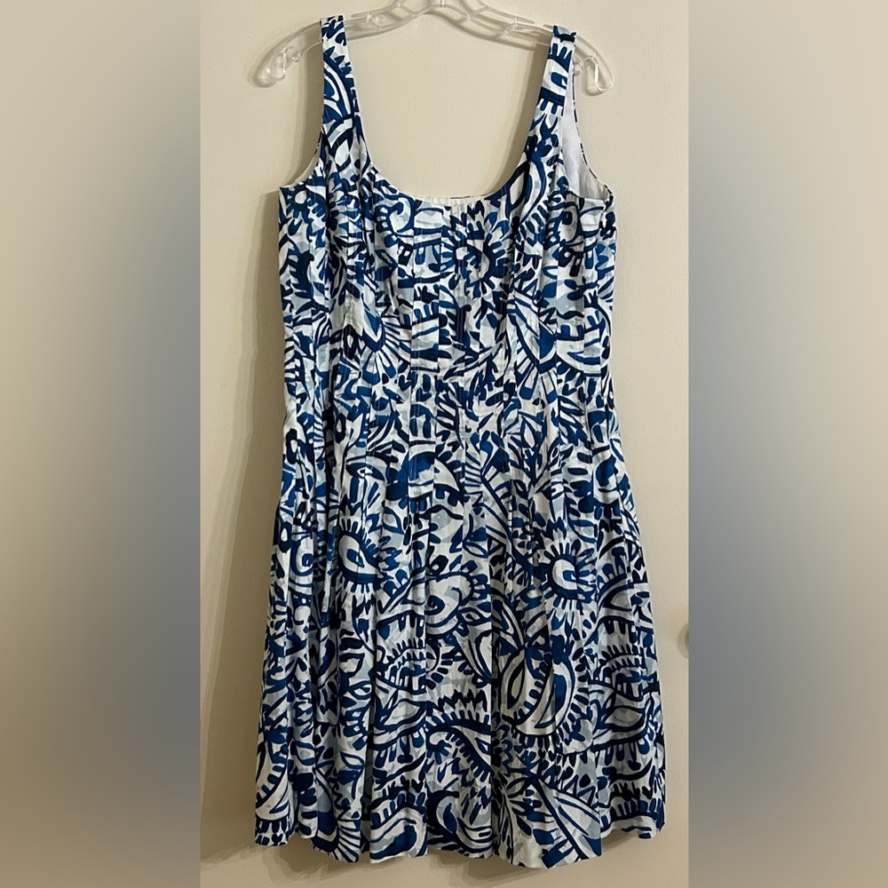 Lauren Ralph Lauren Blue and White Sleeveless Dress